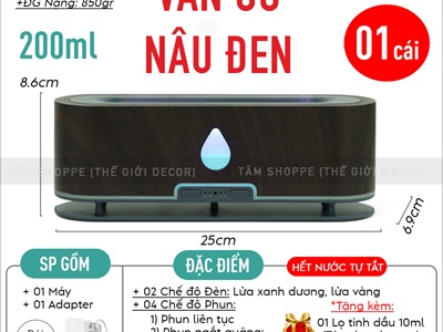 Máy khuếch tán tinh dầu ngọn lửa dài giọt nuớc [Kèm Adaptor -Tặng tinh dầu] MKTTD-32